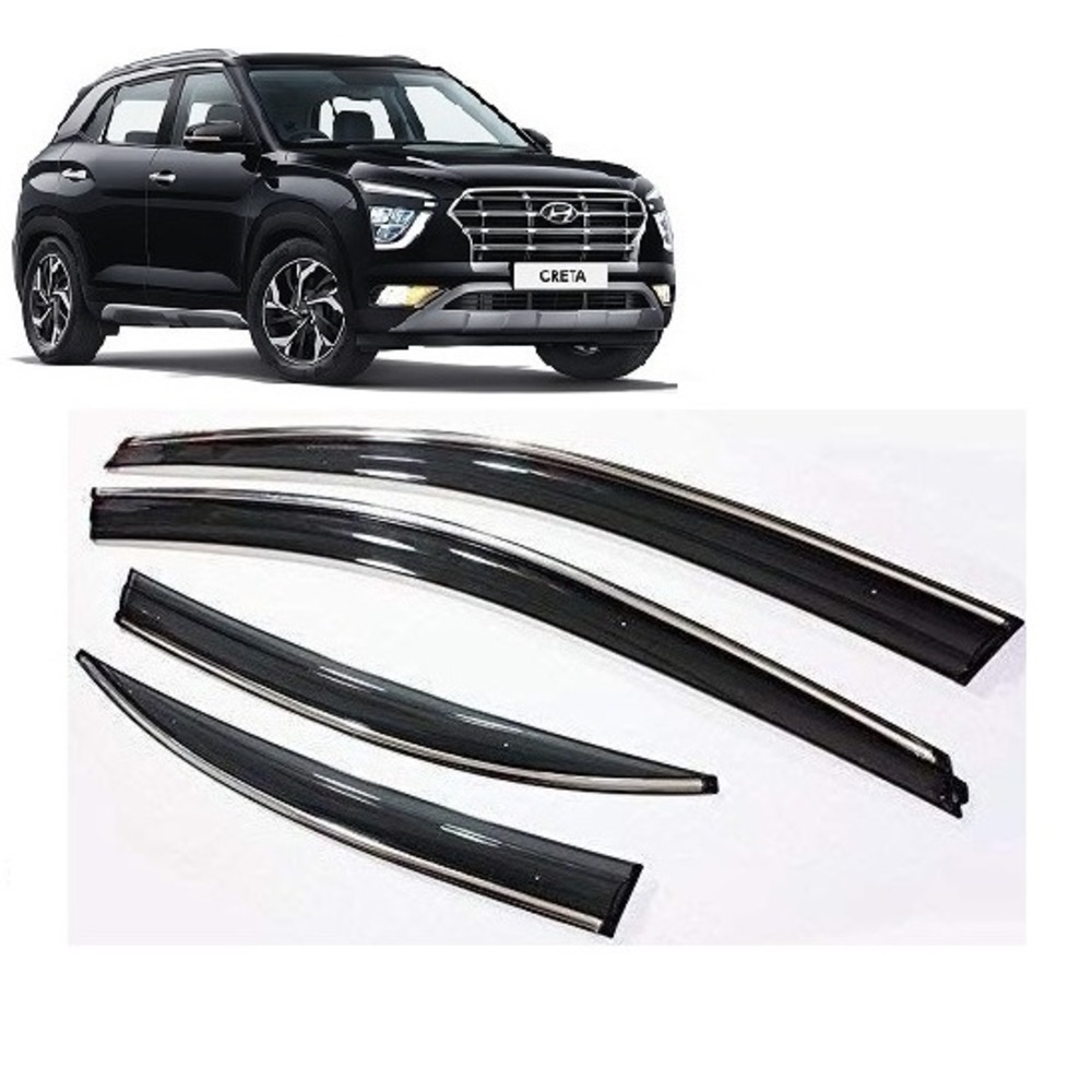 rain window door visor wind deflectors and sunshield protectors For Creta new  - black